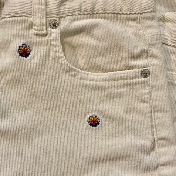 LANDS END Ivory Flare Wide leg Corduroy Embroidered Pants Size 10 - Picture 9 of 9
